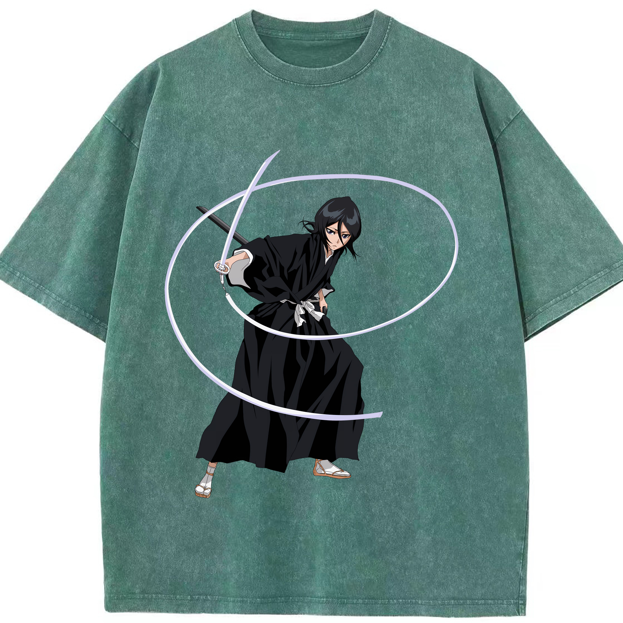 （画像用） ブリーチ 朽木ルキア BLEACH Kuchiki Rukia 綿100% ヴィンテージ風 半袖Tシャツ（フロントプリント）